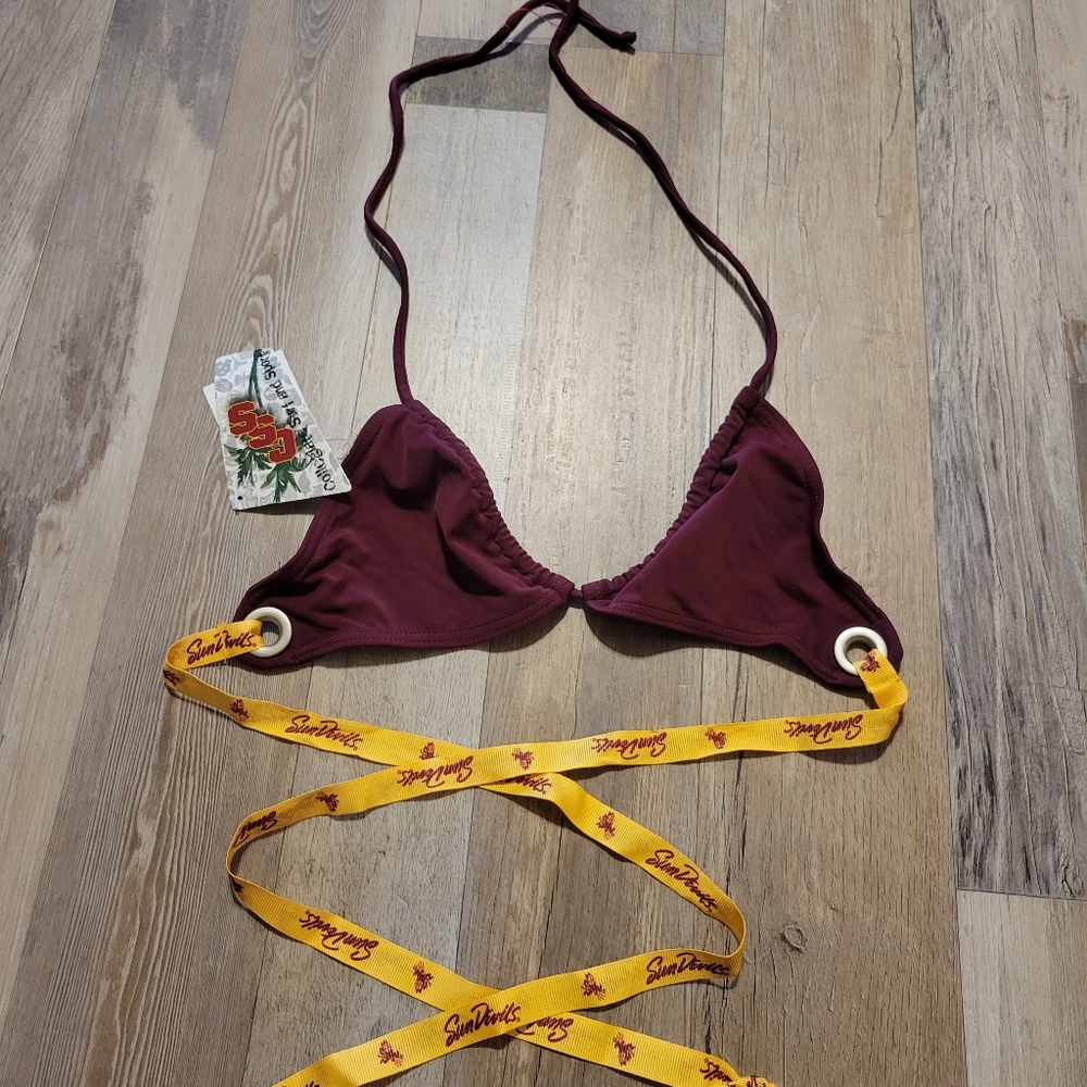 ASU college Retro Bikini Top Womens Bra Swim Bathing Triangle size Small
